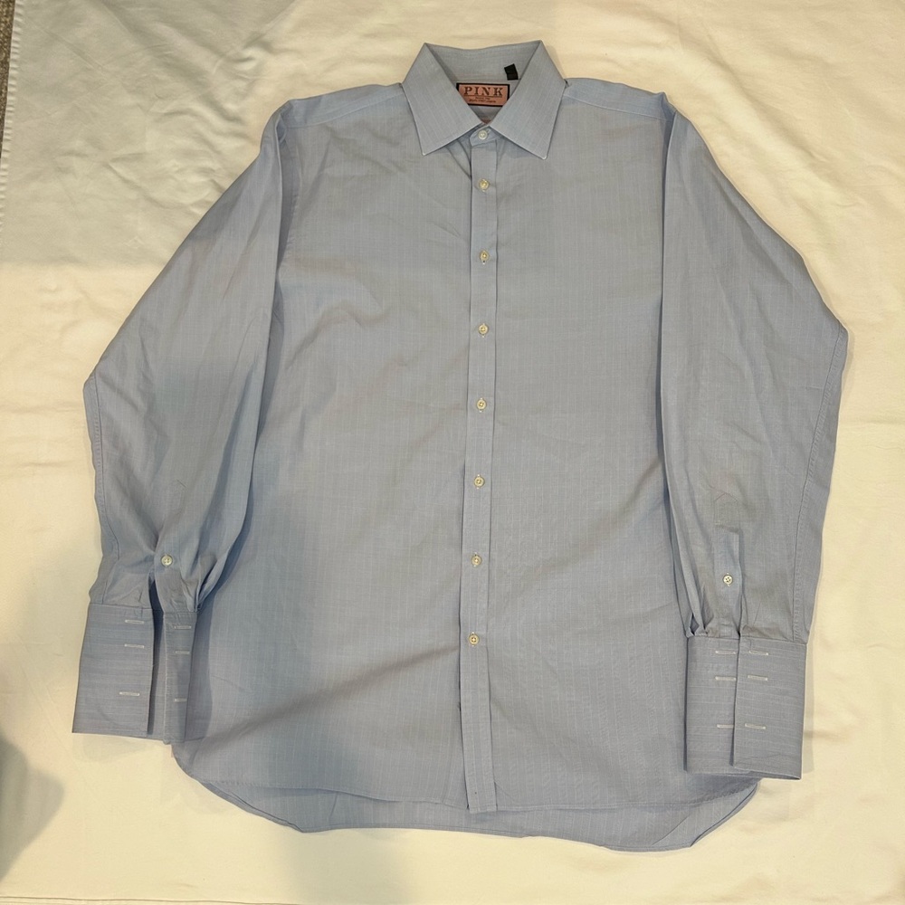 Pink Thomas Pink Jermyn Street London Mens 17- 36 1/2 Button Down French Cuff